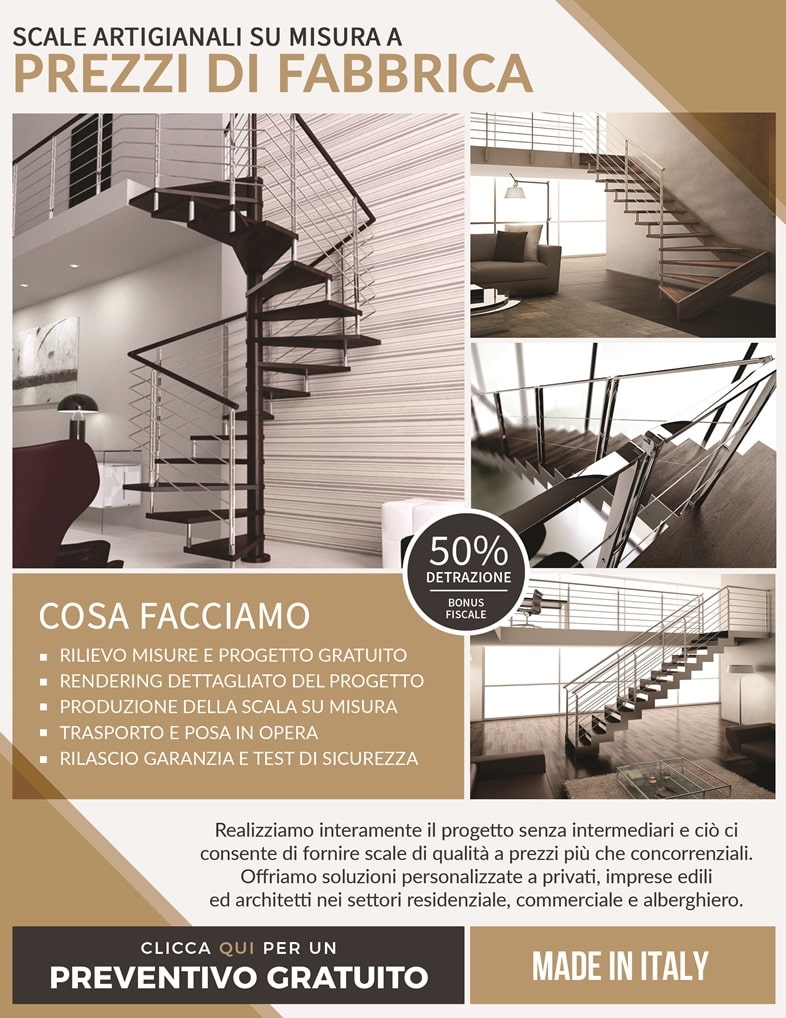 Realizzazione e vendita scale con ringhiera in vetro